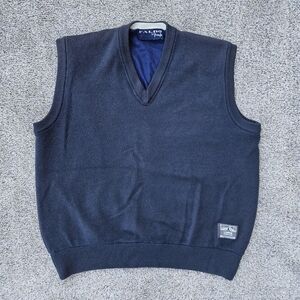 Pringle Faldo Golf Navy Blue Pure New Lambswool Wool Vest Vintage Mens Large
